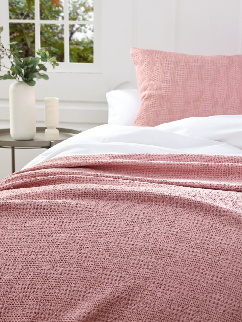 MM Linen | Ansel Throw | Pink | Optional Eurocases / Cushion Covers image 3